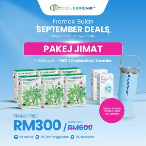 Pakej Jimat Special Saving (6 Biokenaf + 2 Postbiotik + 1 Tumbler)